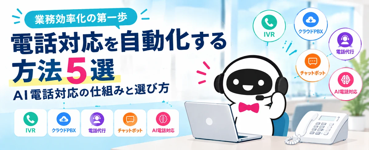 電話対応を自動化する5つの方法のブログ記事のイラスト